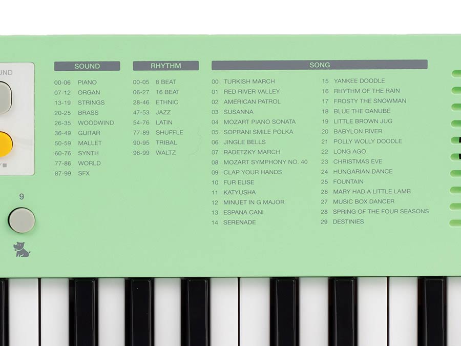 keyboard, 37 mini-size keys, with USB-C cable for power supply, 1 x 2 W - green