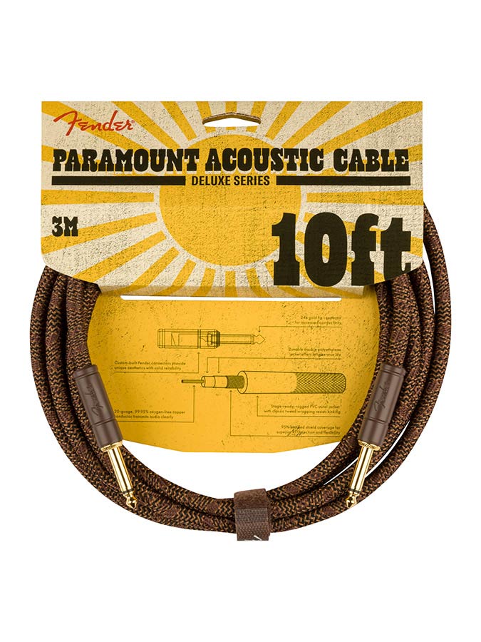 Fender Paramount 10ft acoustic instrument cable, brown