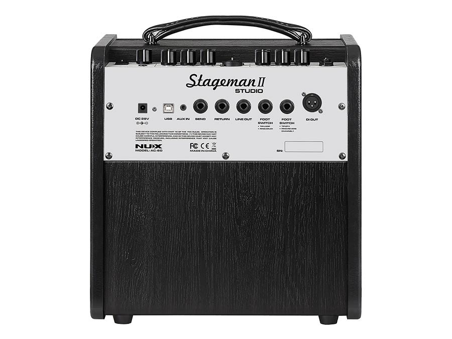NUX: akoestische gitaarversterker, 60 watt, 6.5" woofer + 1" tweeter, 2 kanalen, Bluetooth