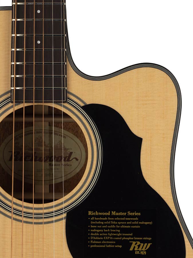 Richwood D-240-C All Solid Master Series custom shop dreadnought, glanzend sparren en mahonie, cutaway