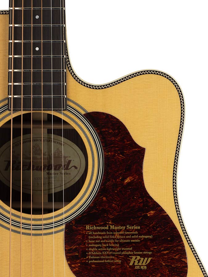 Richwood D-265-CVA All Solid Master Series custom shop dreadnought, sparren en palissander, cutaway, vintage aged afgewerkt