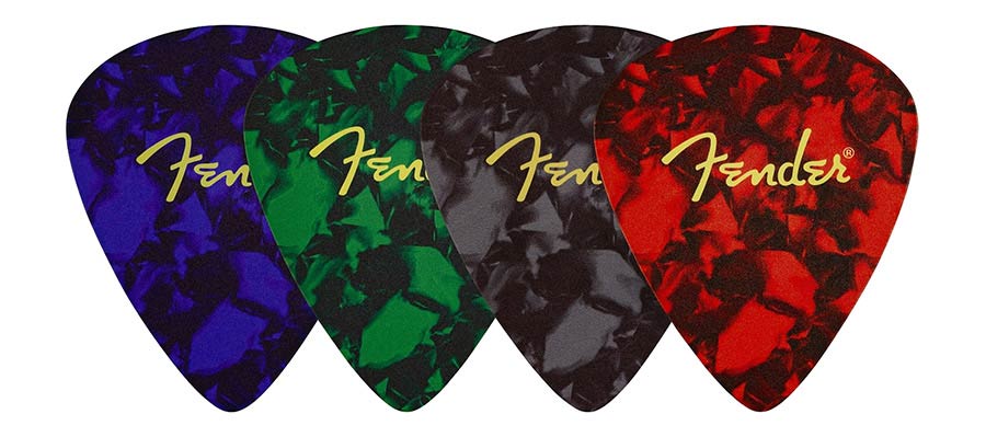 Fender pick shaped coasters, multi-coloured with logo, 4 pcs,