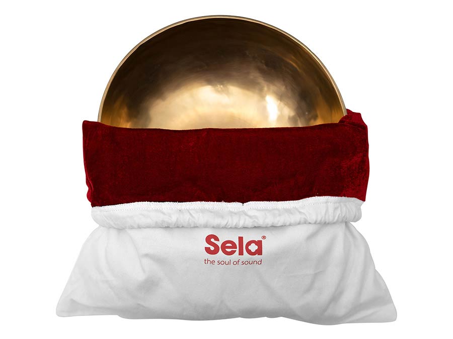 Sela Brass Singing Bowl 26cm, met klopper, viltring en katoenen tas