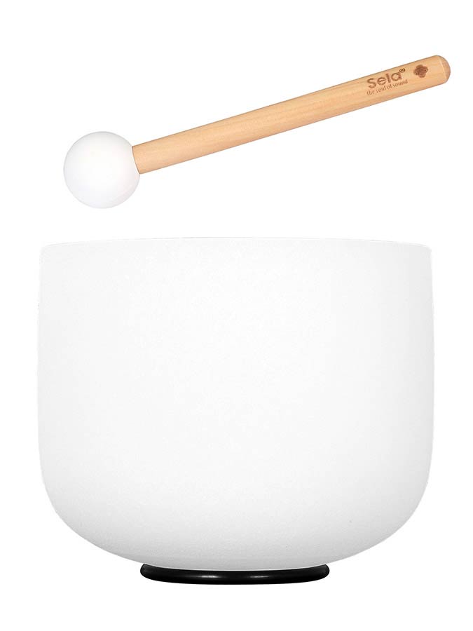 Sela Quartz Crystal Singing Bowl 8" 440hz B, met klopper en siliconen ring