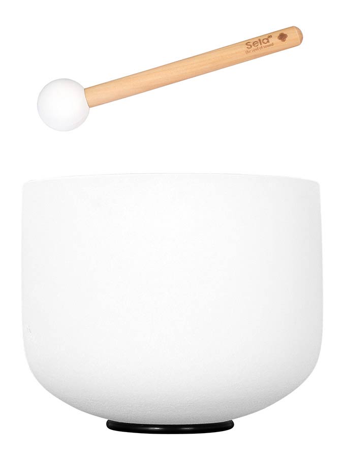 Sela Quartz Crystal Singing Bowl 9" 440hz A, met klopper en siliconen ring
