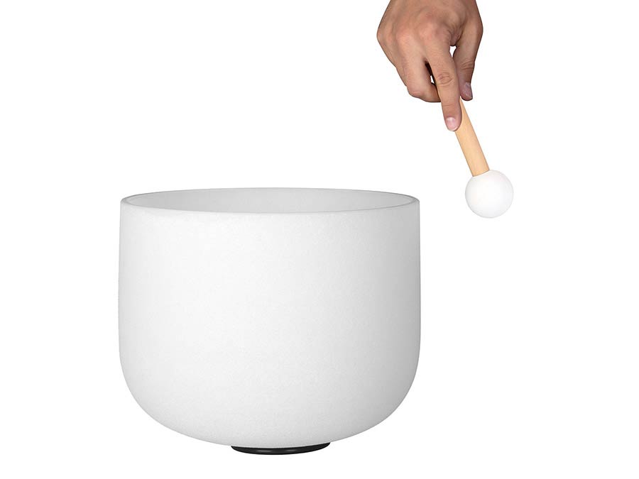 Sela Quartz Crystal Singing Bowl 9" 440hz A, met klopper en siliconen ring