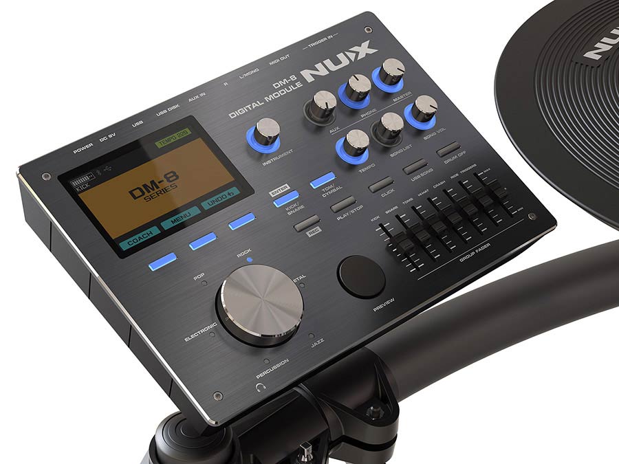 NUX DM-8 digitaal drumstel met REMO-Meshvellen en USB-Multitrackopname