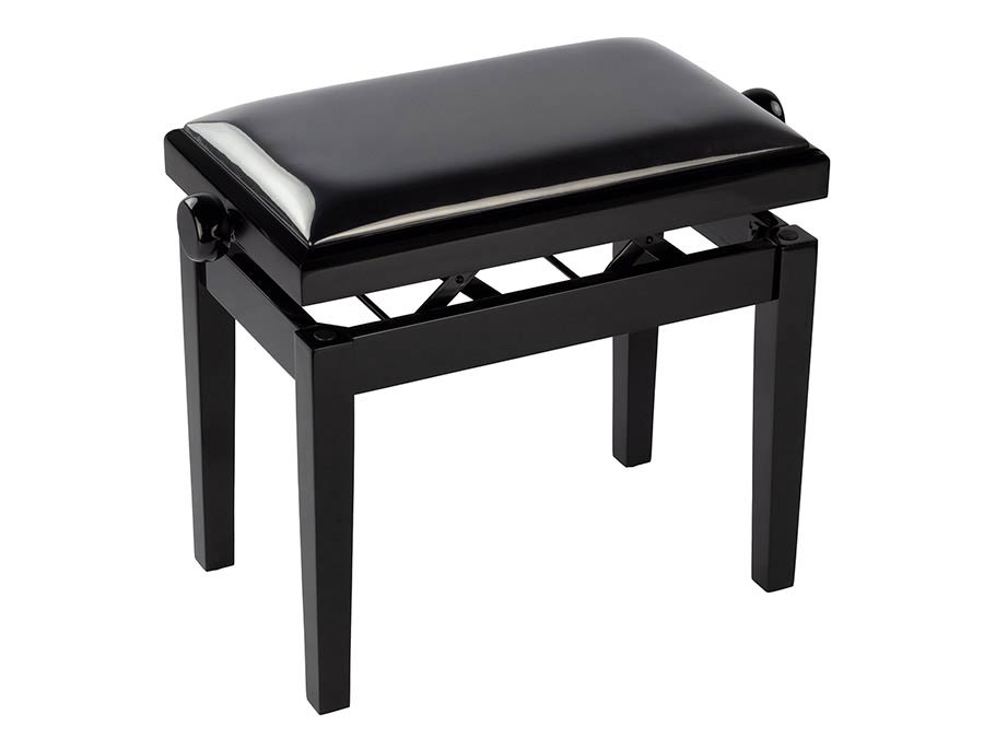 Boston PB2/2525 deluxe pianobank zijdeglans zwart met zwarte skai zitting