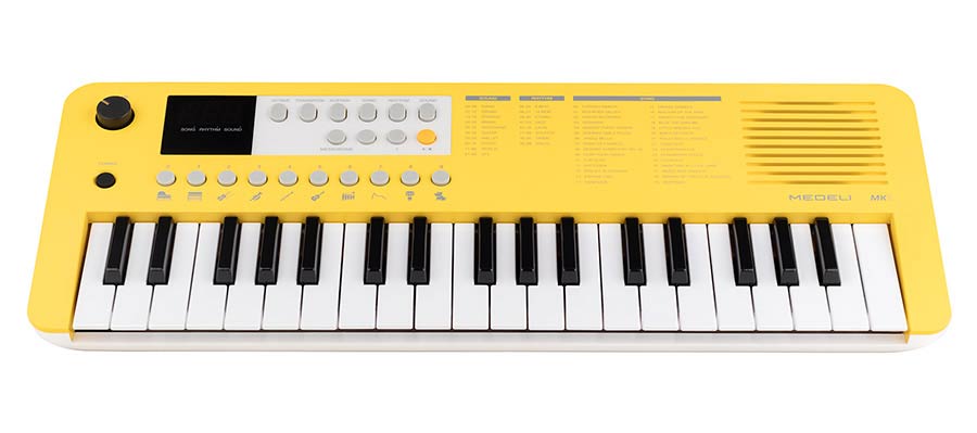 keyboard, 37 mini-size keys, with USB-C cable for power supply, 1 x 2 W - yellow