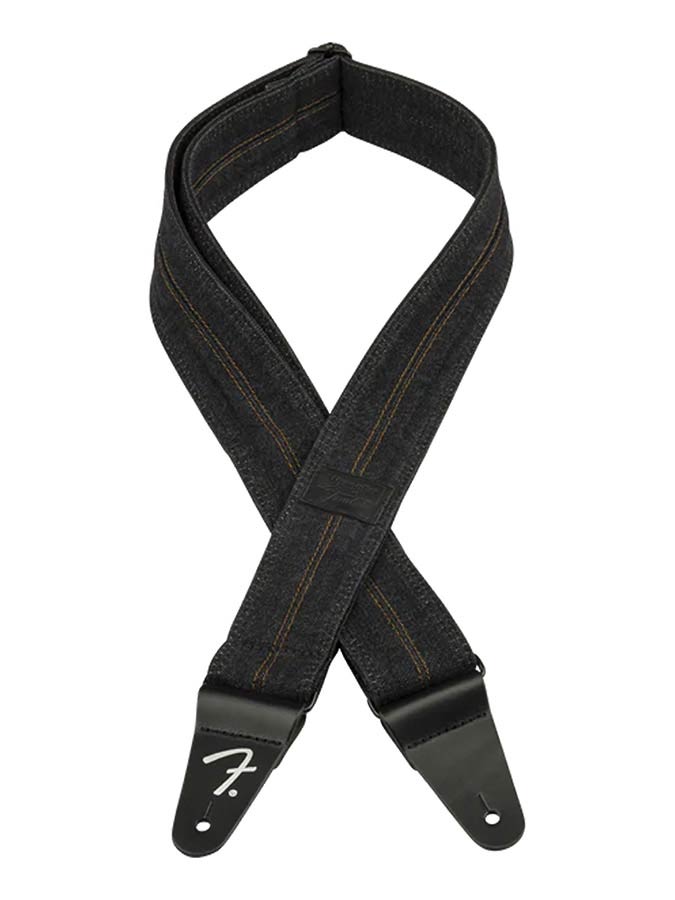Fender Wrangler denim strap, washed black stitch