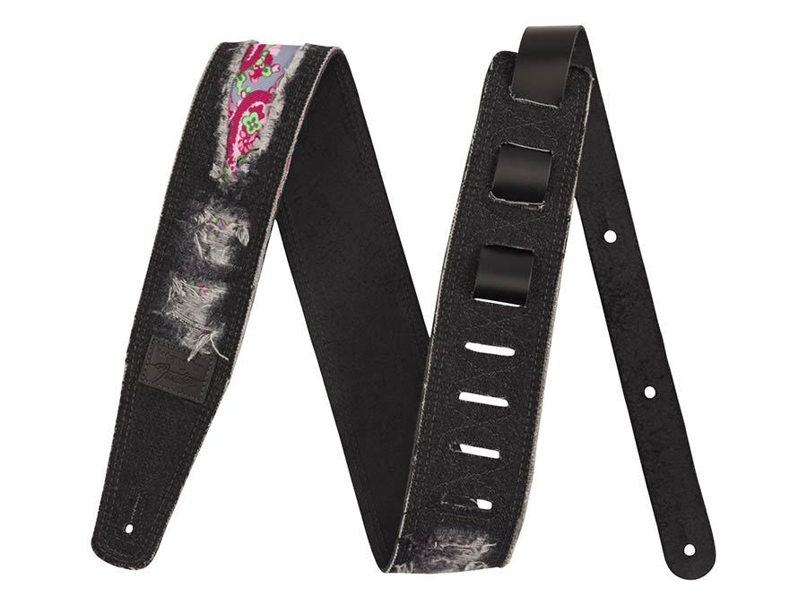 Fender Wrangler ripped denim strap, black