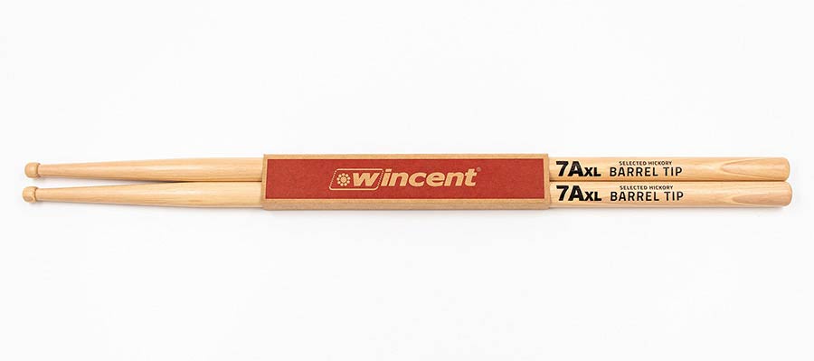 Wincent W-7AXLBT 7A XL Barrel Tip Hickory Drumstokken – 420 x 13,6 mm