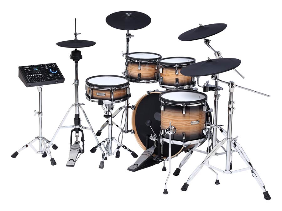 flagship digital drum kit, all mesh head fullsize wooden shells, 20in kick, all hardware included