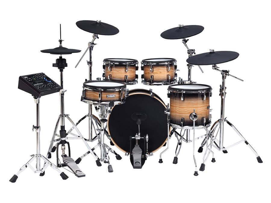 flagship digital drum kit, all mesh head fullsize wooden shells, 20in kick, all hardware included