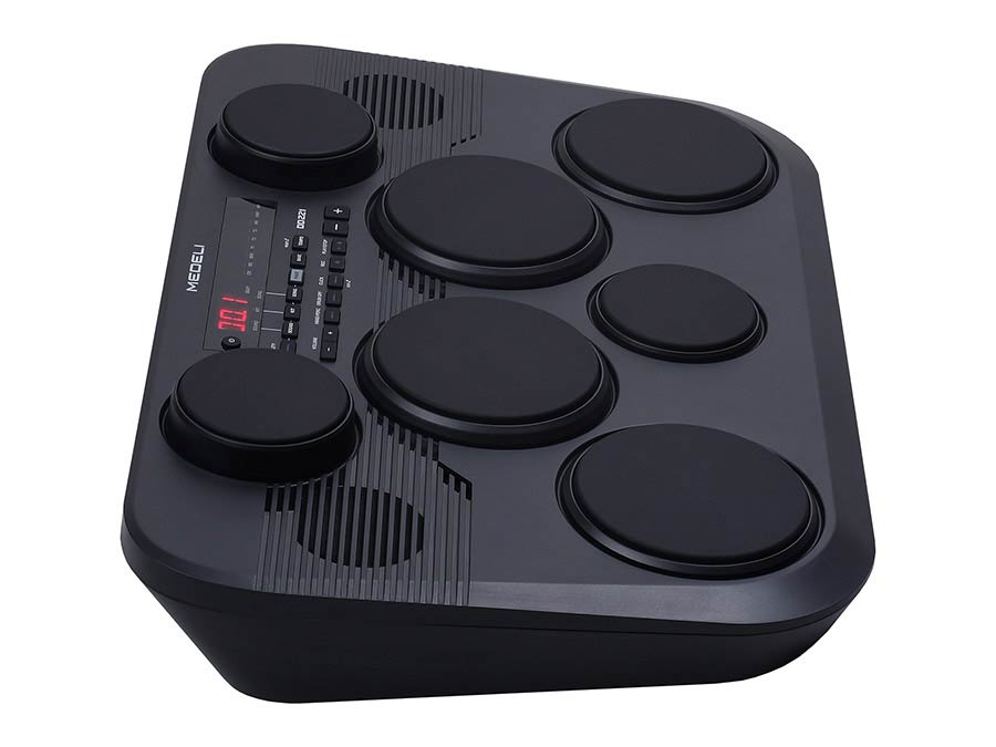 table drum with 7 pads, touch sensitive, 2 x pad pedals, incl. drumsticks