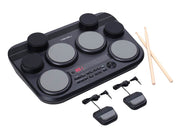 table drum with 8 pads, touch sensitive, 2 x pad pedals, incl. drumsticks, extended sound library