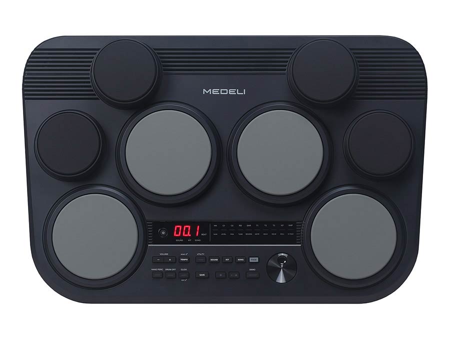 table drum with 8 pads, touch sensitive, 2 x pad pedals, incl. drumsticks, extended sound library