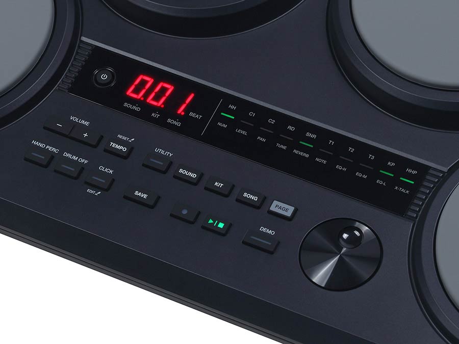 table drum with 8 pads, touch sensitive, 2 x pad pedals, incl. drumsticks, extended sound library