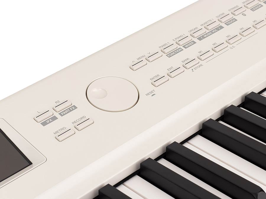 digital compact stage piano, 88 keys hammer action (GAC), styles, BT, sustain pedal, 4x23W, white