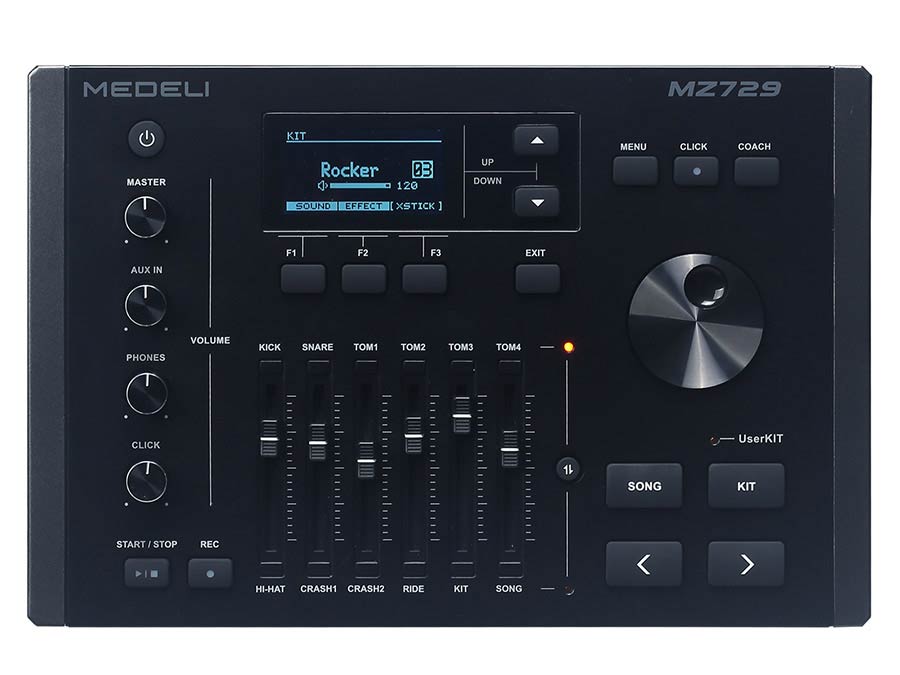 Medeli MZ729 elektronisch drumstel met Full-Size mesh shells – blackwood