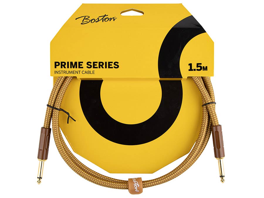 Boston GCRT-15 Gevlochten instrumentkabel Geel Tweed 1.5 meter