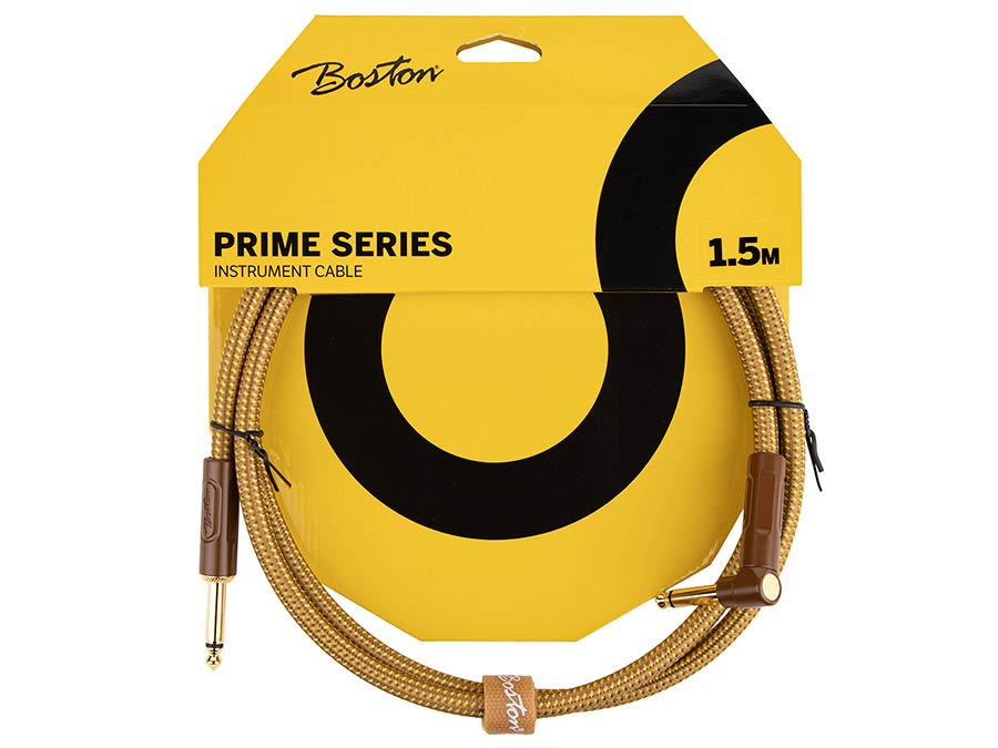 Boston GCRT-15A Gevlochten instrumentkabel Geel Tweed 1.5 meter