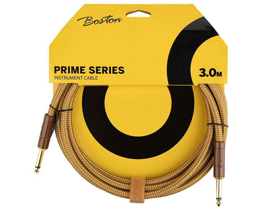 Boston GCRT-30 Gevlochten instrumentkabel Geel Tweed 3.0 meter