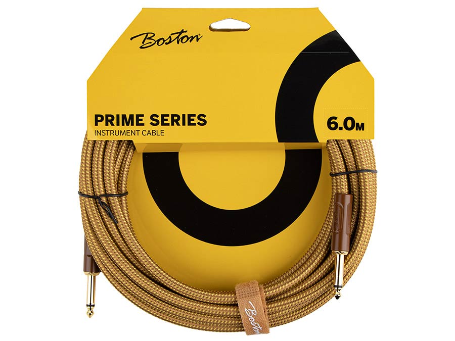 Boston GCRT-60 Gevlochten instrumentkabel Geel Tweed 6.0 meter