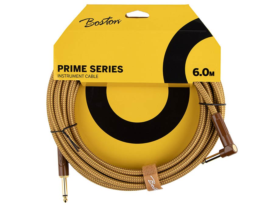 Boston GCRT-60A Gevlochten instrumentkabel Geel Tweed 6.0 meter
