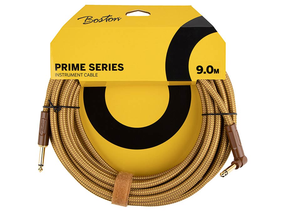 Boston GCRT-90A Gevlochten instrumentkabel Geel Tweed 9.0 meter