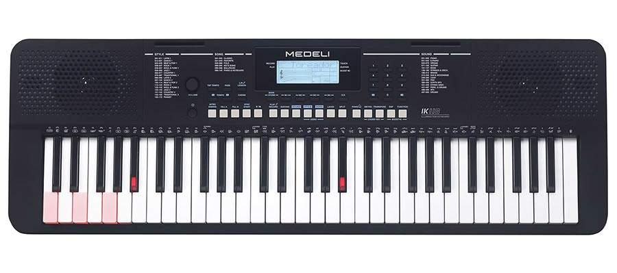 keyboard, 61 touch sensitive lighted keys, music tutorial system, 2 x 2,5 W