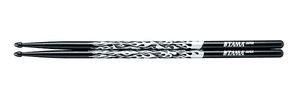 TAMA Design Stick Series Rhythmic Fire 7A-F-BS – Drumstokken Japanse eik 13 mm, Black Silver Pattern