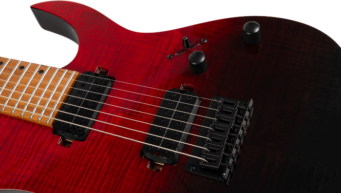 Spira Guitars S-457 TRD – 7-snarige elektrische gitaar – Transparant rood