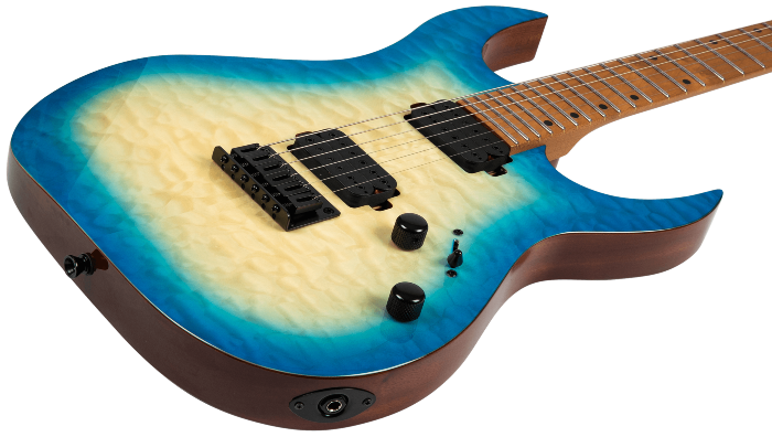 Spira Guitars S-500 QAB – 6-snarige elektrische gitaar – Transparant aquablauw