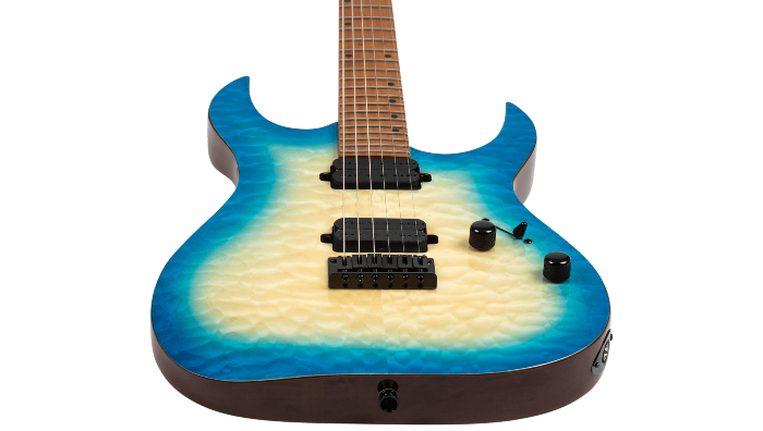 Spira Guitars S-500 QAB – 6-snarige elektrische gitaar – Transparant aquablauw