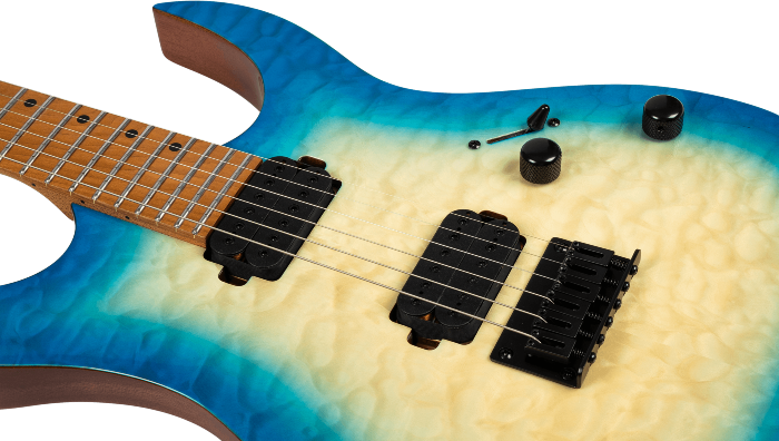 Spira Guitars S-500 QAB – 6-snarige elektrische gitaar – Transparant aquablauw