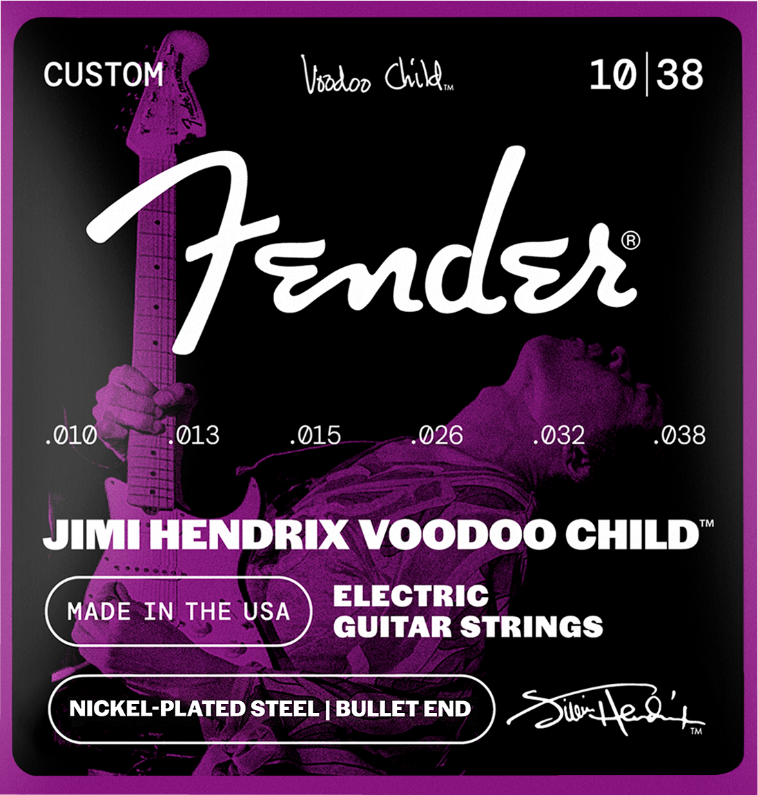 Fender 0733250609 Jimi Hendrix Voodoo Child 10-38 Nickel-Plated Steel met bulleteinde