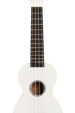 ukelele, met gitaarmechanieken, Aquila snaren, Nubone zadel en hoes, wit