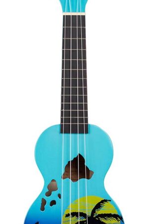 ukelele “Hawaii” met tas, blauw burst