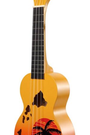 ukelele “Hawaii” met tas, oranje burst