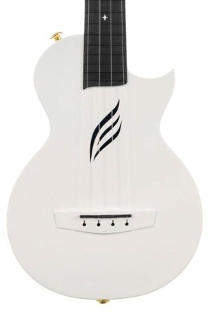 carbon fiber concert ukelele with softcase, strap and 3 picks, white
