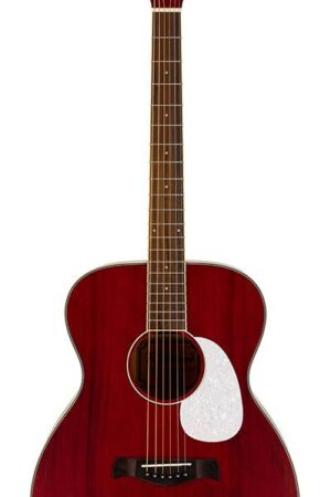auditorium guitar with solid cedar top, matt trans red
