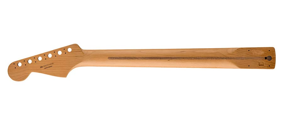 Fender satin roasted maple Stratocaster neck, 22 jumbo frets, 12" radius, rosewood, flat oval shape