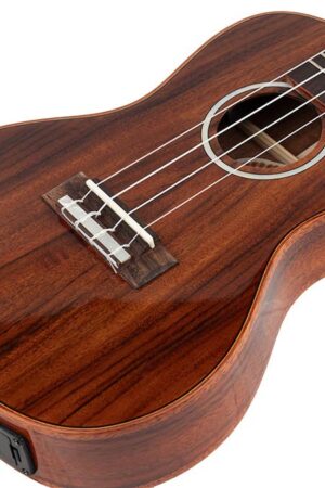 thin concert ukulele, solid acacia, with cutaway and pickup