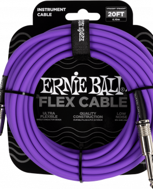 Ernie Ball Flex Instrumentkabel 6.35mm jack – 6.35mm jack 6 m Paars